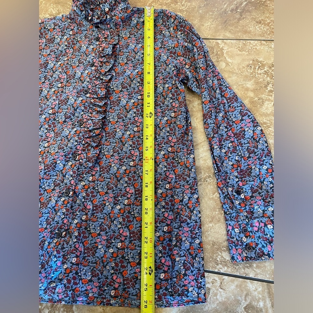 CYRILLUS PARIS Floral Ruffle Mock Neck Blouse Liberty Print Top US 8 FR 38 - Picture 11 of 14